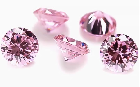 ライトローズカラー6ｍｍルース 6個 キュービックジルコニア(人工?合成ダイヤ）アクセサリー材料、DIYハンドメイドパーツ