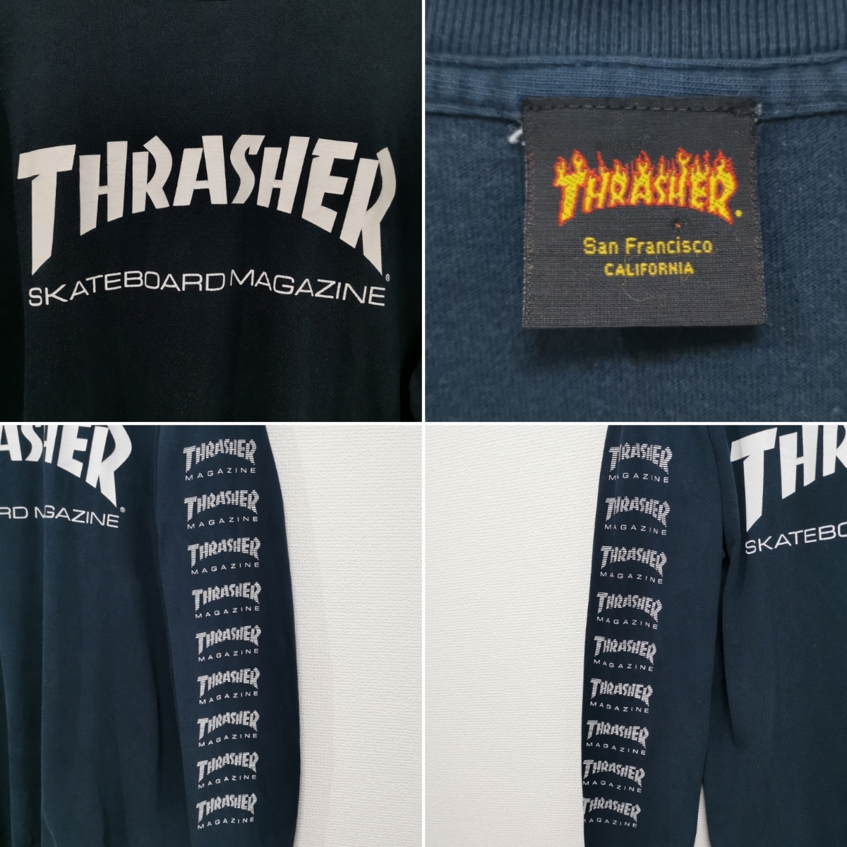 即決 M 00s THRASHER スラッシャー ロンT 袖プリ Tシャツ MAG LOGO_画像3