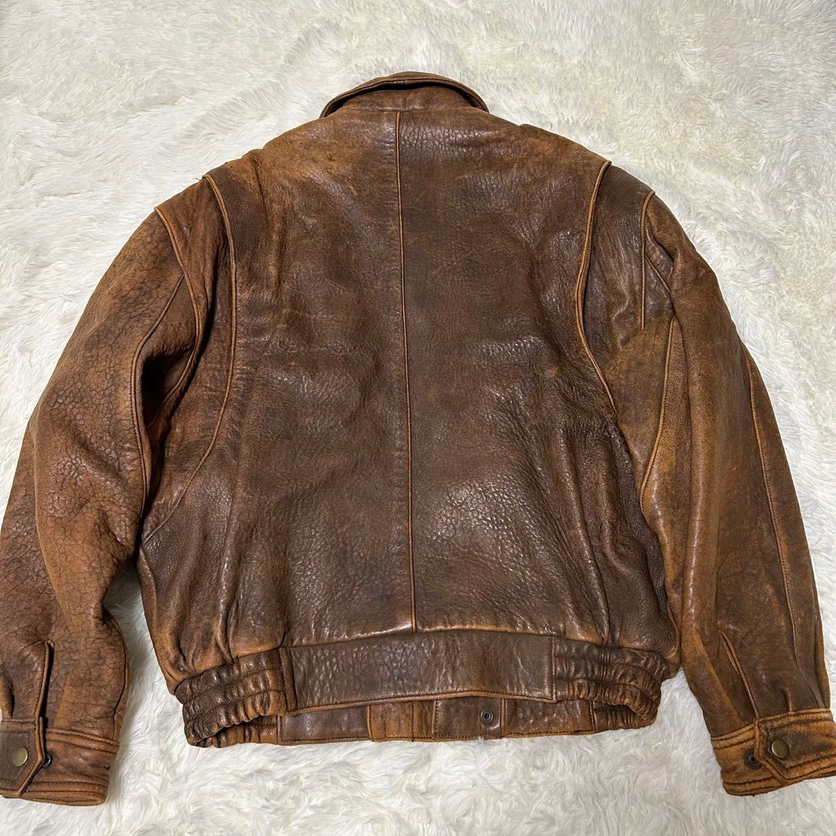 80s A-2 G-1レザー フライトジャケット USA国旗 ヴィンテージ L 80s A-2 G-1レザー フライトジャケット USA国旗 ヴィンテージ L