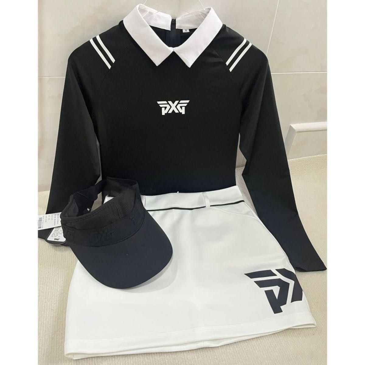 PXG ゴルフ ウェア レディース長袖 ポロシャツ スカート2点セット PXG ゴルフ ウェア レディース長袖 ポロシャツ スカート2点