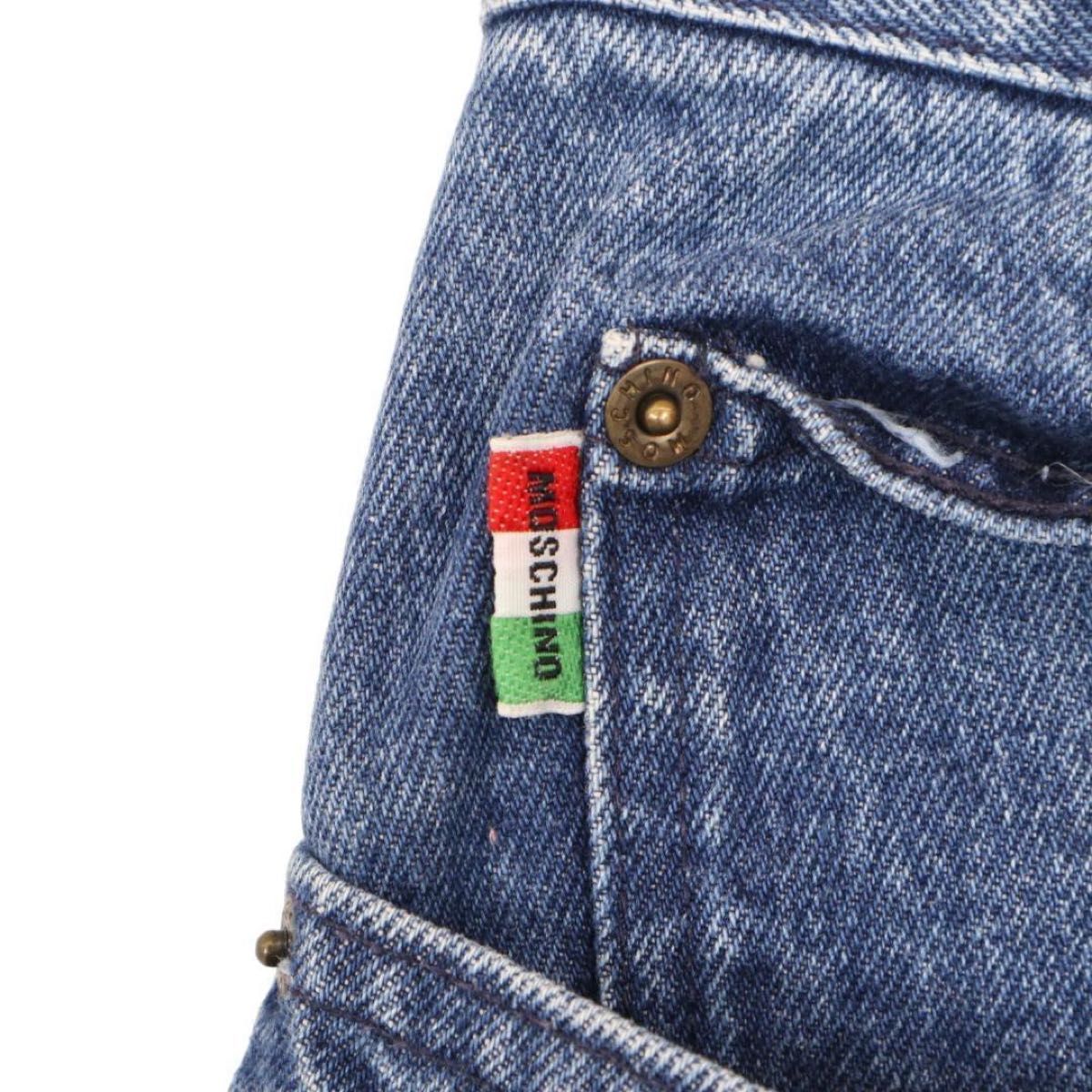 関税込*国内発送MOSCHINO(モスキーノ)ロゴ クロップドジーンズ Moschino JEANS モスキーノジーンズ デニム パンツ 38