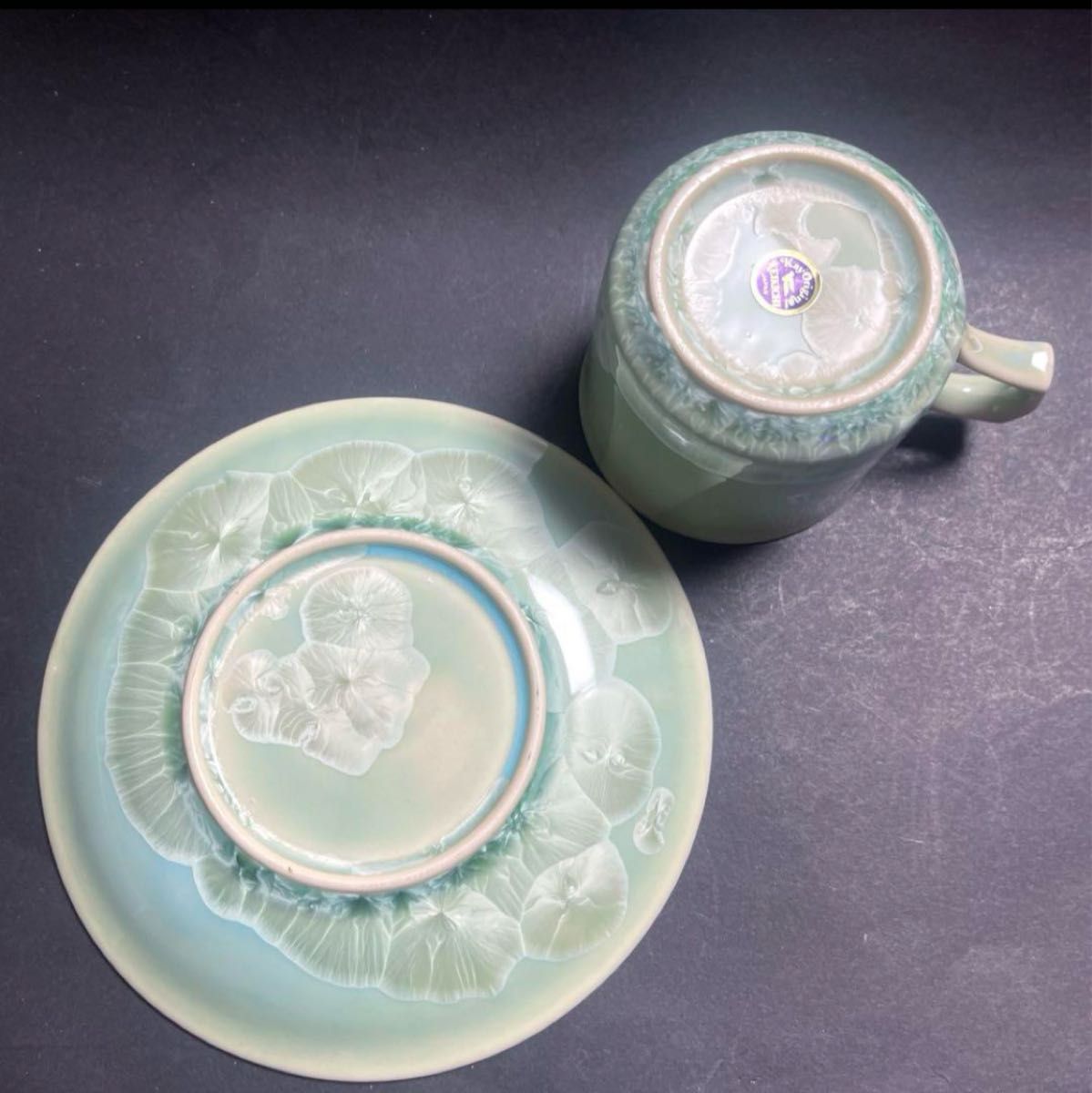 keikichi 啓吉窯 花結晶結晶釉 コーヒーカップ&ソーサーと四角 keikichi 啓吉窯 花結晶結晶釉 コーヒーカップ&ソーサーと四角