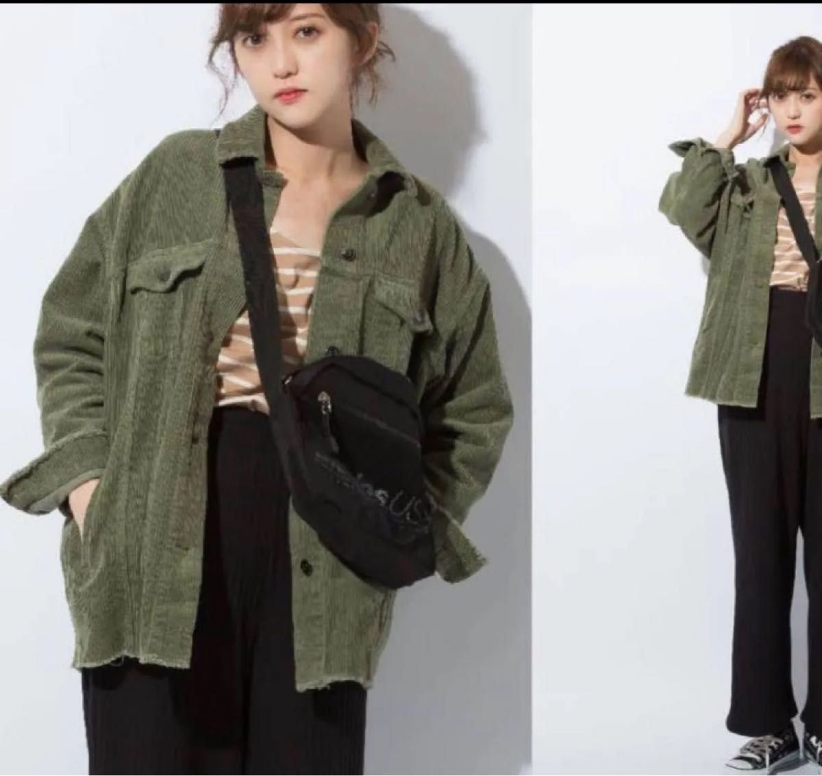 ZARA コーデュロイジャケット カーキ グリーン ジャケット ZARA コーデュロイジャケット カーキ グリーン ジャケット