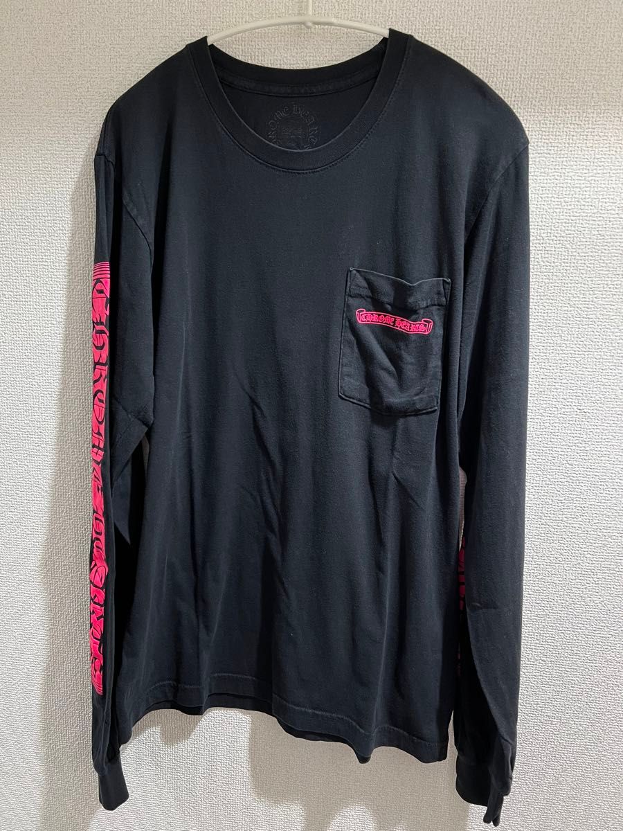 クロムハーツ ロンT 長袖Tシャツ ブラック 黒 蛍光 ネオンピンク クロムハーツ ロンT 長袖Tシャツ ブラック 黒 蛍光 ネオンピンク