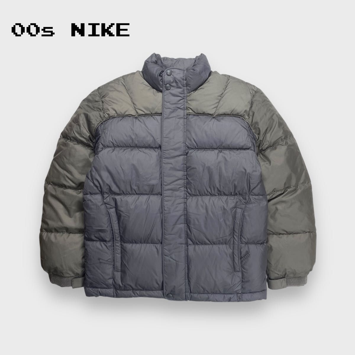 00s NIKE ナイキ ダウンジャケット ツートン シルバー×グレー S y2k テック ドローコード 00s NIKE ナイキ ダウンジャケット ツートン シルバー×グレー S y2k テック ドローコード