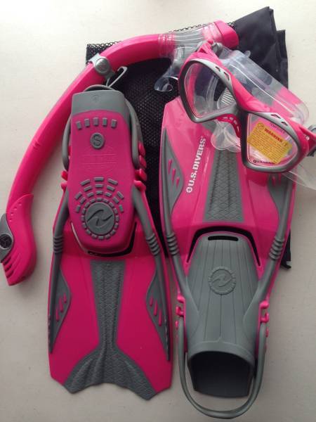  price cut new goods U.S.DIVERS snorkel snorkel 4 point set for children S size pink scuba diving 