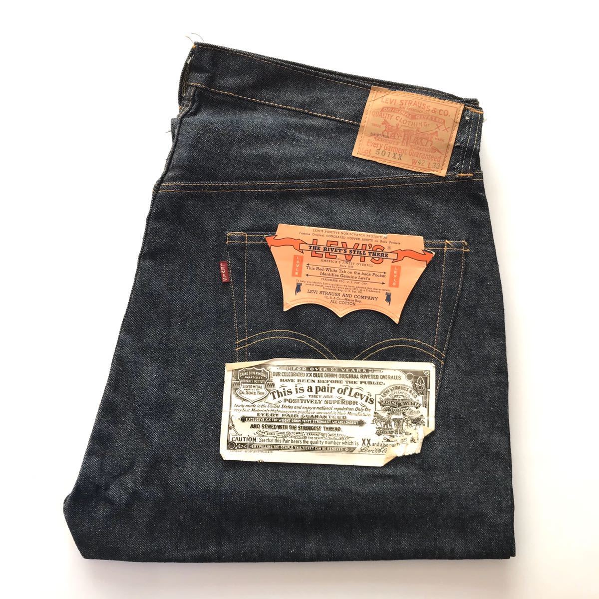  special Vintage dead stock 50\'s Levi's 501XX guarantee go in big E. etc. V.. rivet Levi\'s search ) one-side tab large war leather patch 