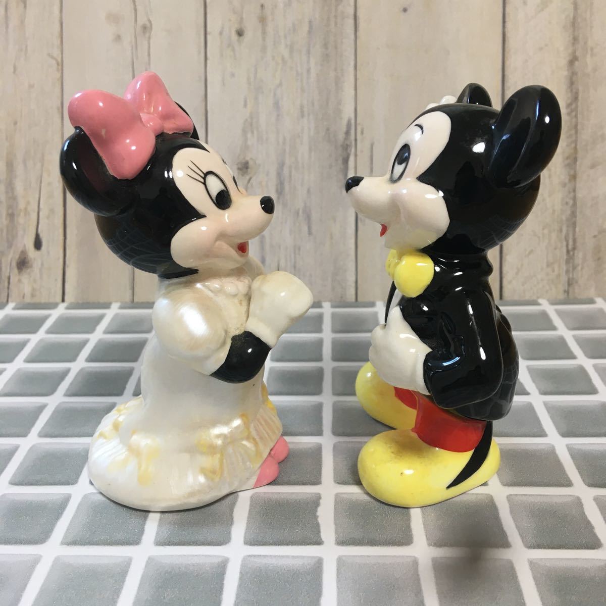 Disney ディズニー ミッキーマウス&ミニーマウス 陶器製 フィギュア 