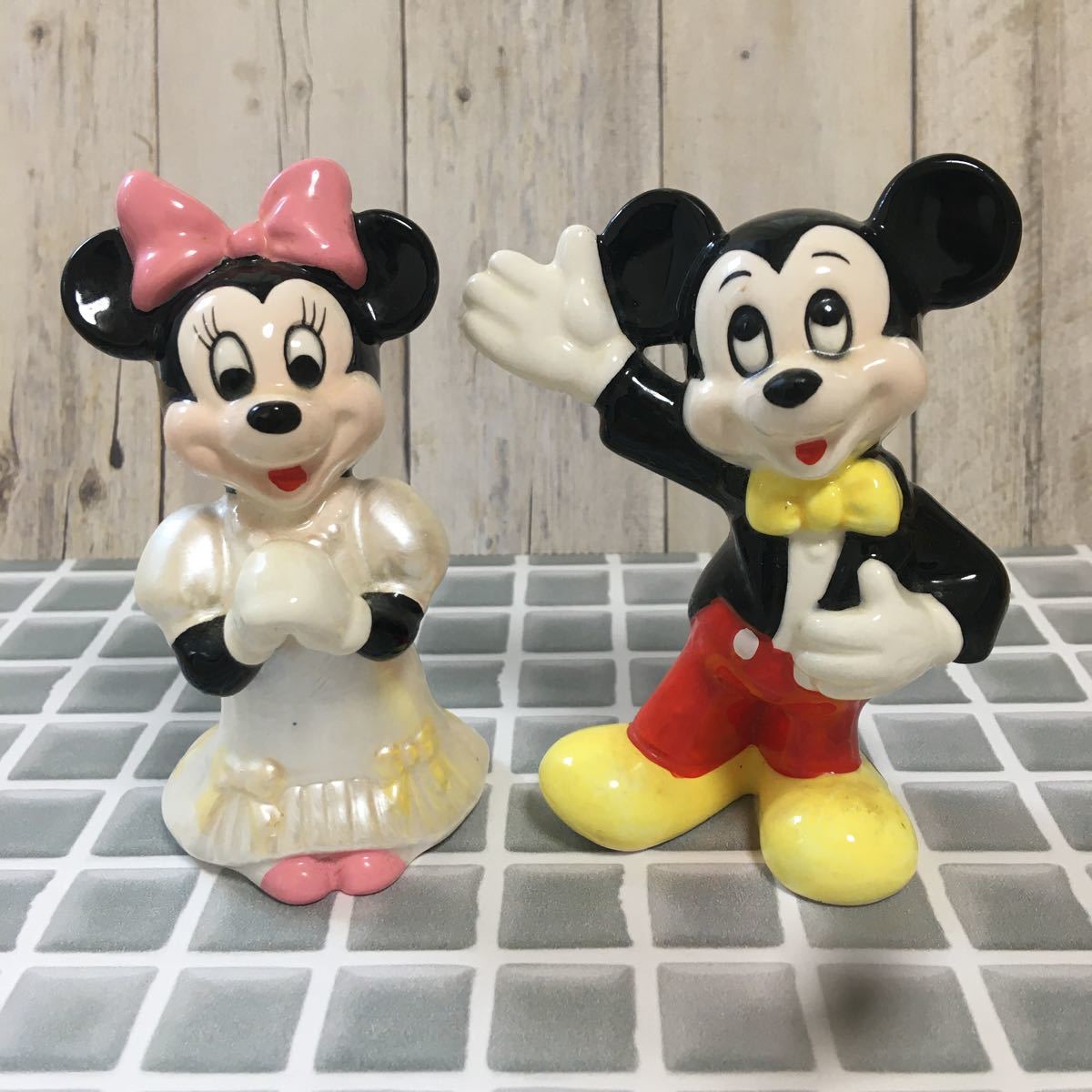 Disney ディズニー ミッキーマウス&ミニーマウス 陶器製 フィギュア 