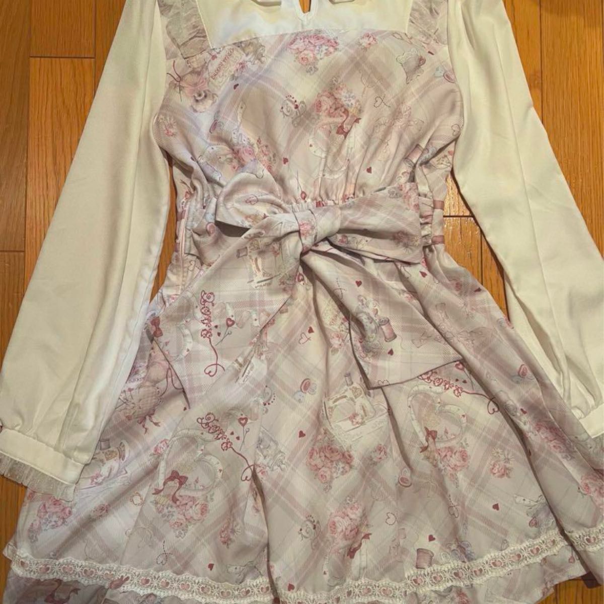激レア リズリサ LIZ LISA Sewing Bear柄ワンピース ピンク クマ 激レア リズリサ LIZ LISA Sewing Bear柄ワンピース ピンク クマ