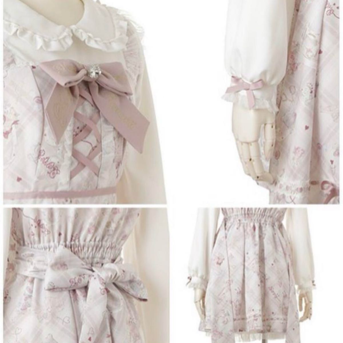 激レア リズリサ LIZ LISA Sewing Bear柄ワンピース ピンク クマ 激レア リズリサ LIZ LISA Sewing Bear柄ワンピース ピンク クマ