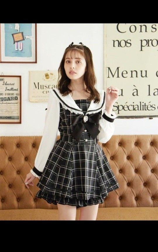美品LIZLISAリズリサ セットアップ ワンピース チェック S相当 美品LIZLISAリズリサ セットアップ ワンピース チェック S相当