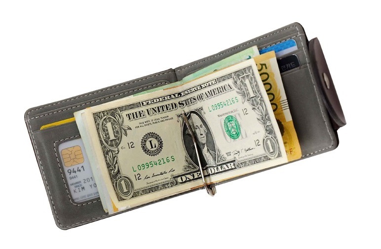 新品 マネー クリップ 財布 カード ケース 二つ折り 薄い ブラウン × グレー ID ホルダー PU レザー スリム ビジネス カジュアル 送料無料_画像7