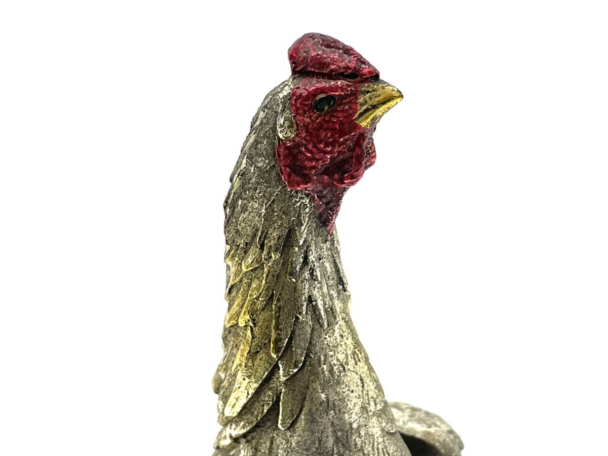 [H374] Zaimei есть металлический курица .... армия курица украшение высота 29cm вес примерно 3kg металлические изделия произведение искусства .. предмет . главный гравюра предмет b