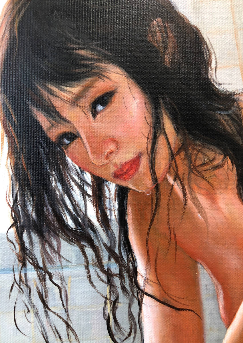 油絵 人物画『kick back』York作 肉筆１点物 女性 ヌード 裸婦 セクシー 美女 Y3-2.19-【N】AQ8_画像3