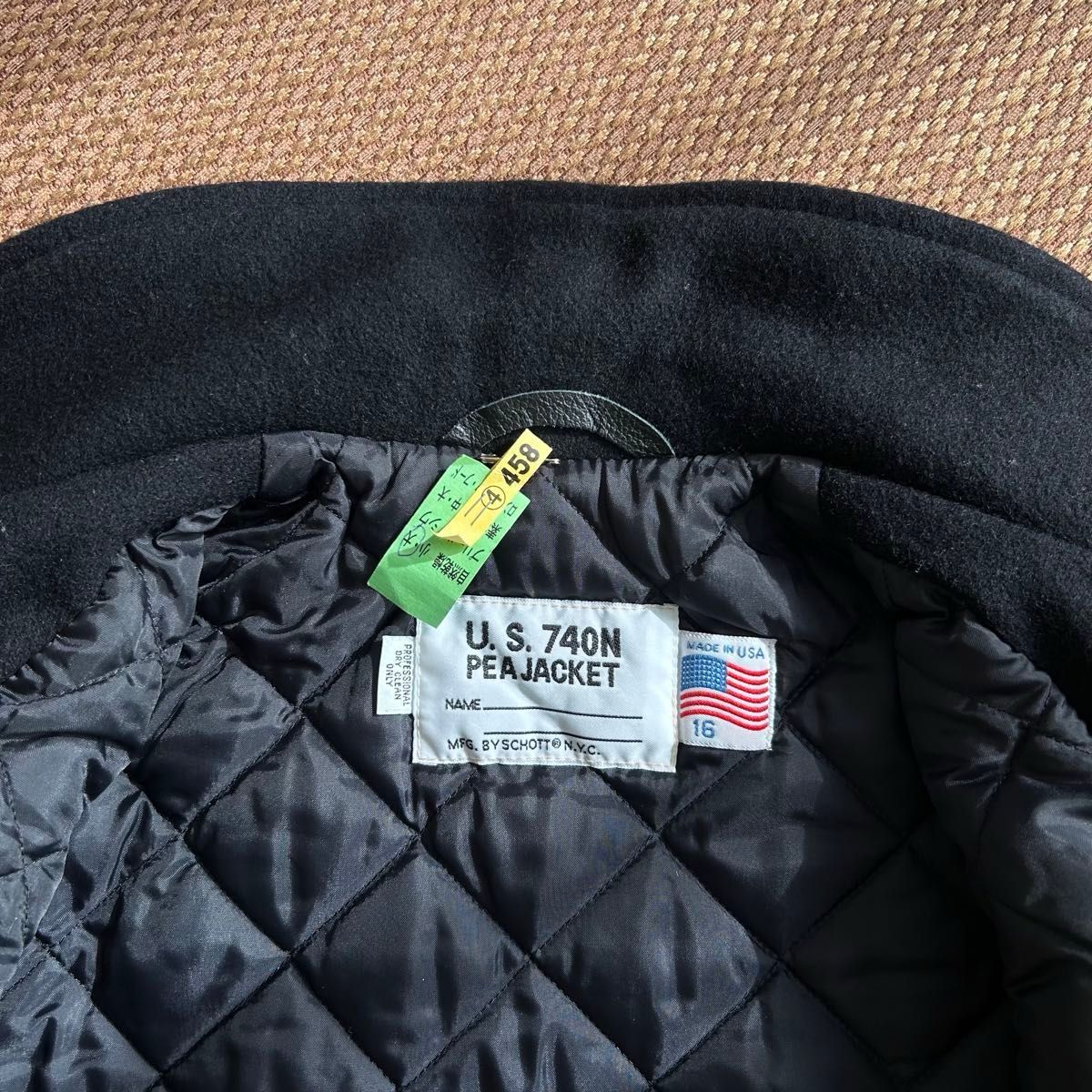 ショット SCHOTT 740BTG ピーコート サイズ16 ダブル ブラック ショット SCHOTT 740BTG ピーコート サイズ16 ダブル ブラック