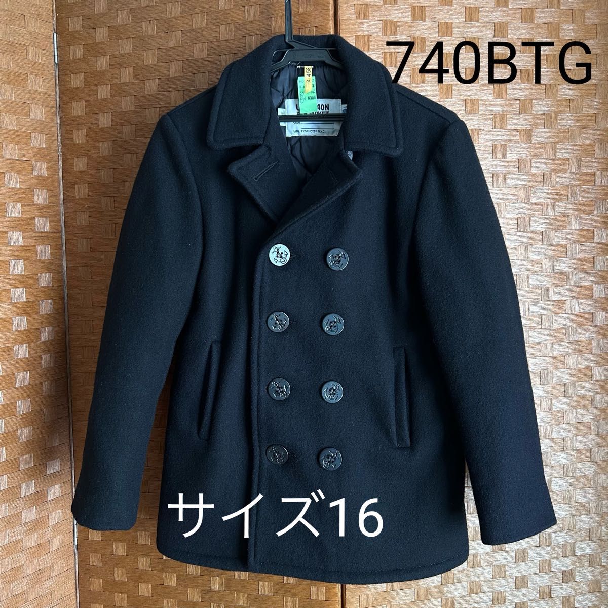 ショット SCHOTT 740BTG ピーコート サイズ16 ダブル ブラック ショット SCHOTT 740BTG ピーコート サイズ16 ダブル ブラック