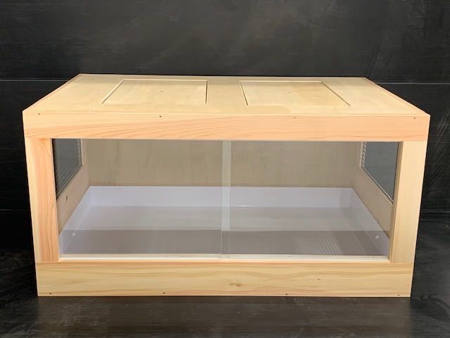 大型木製ケージ900×600×450 リクガメ、フトアゴヒゲトカゲ、ハリネズミ、爬虫類、小動物用 未使用品 ナチュラルカラー
