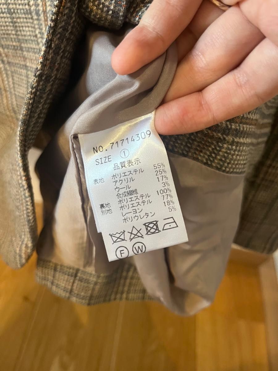 COCODEAL グレー系チェック テーラードジャケット サイズ1 COCODEAL グレー系チェック テーラードジャケット サイズ1
