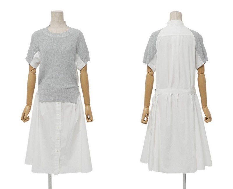 MG9603〇サカイ*sacai*Pre Cooton Knit Dress/SCW-067*異素材 MG9603〇サカイ*sacai*Pre Cooton Knit Dress/SCW-067*異素材
