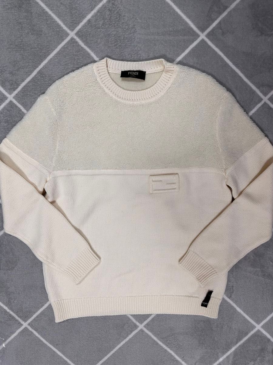 極美品】FENDI フェンディ ニット セーター Fロゴ ボア 極美品】FENDI フェンディ ニット セーター Fロゴ ボア