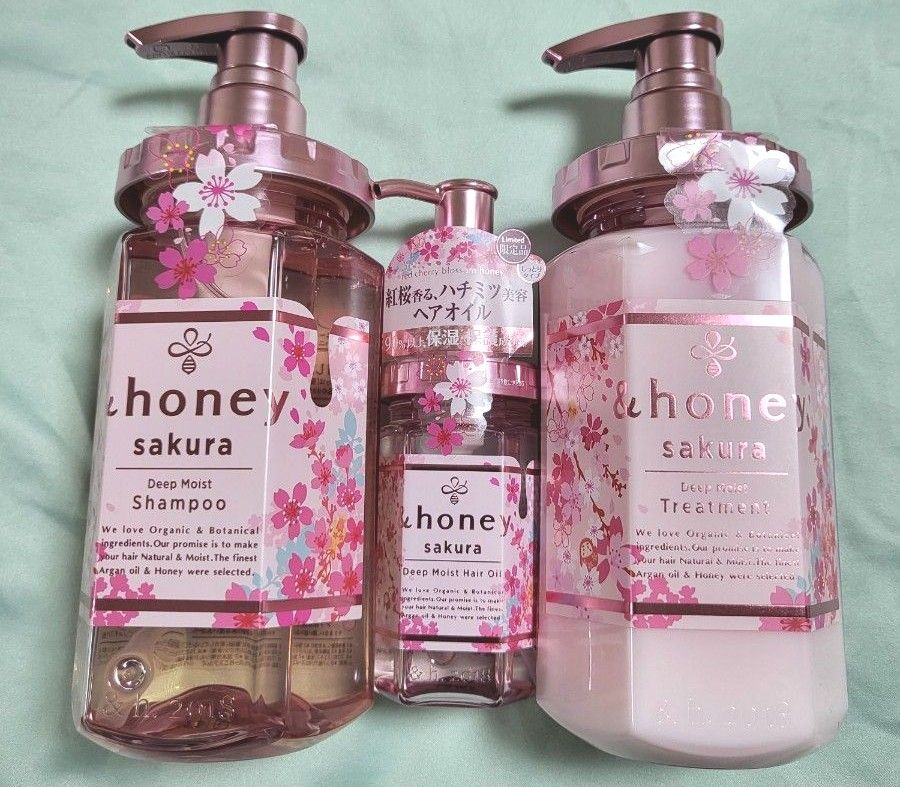 &honey アンドハニー sakura ディープモイスト シャンプー トリートメント ヘアオイル 紅桜 ソメイヨシノハニー &honey アンドハニー sakura ディープモイスト シャンプー トリートメント ヘアオイル 紅桜 ソメイヨシノハニー