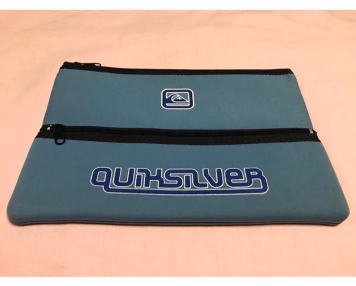 ★☆新品☆QUIKSILVERのウエットスーツ生地のポーチ（ブルー）★