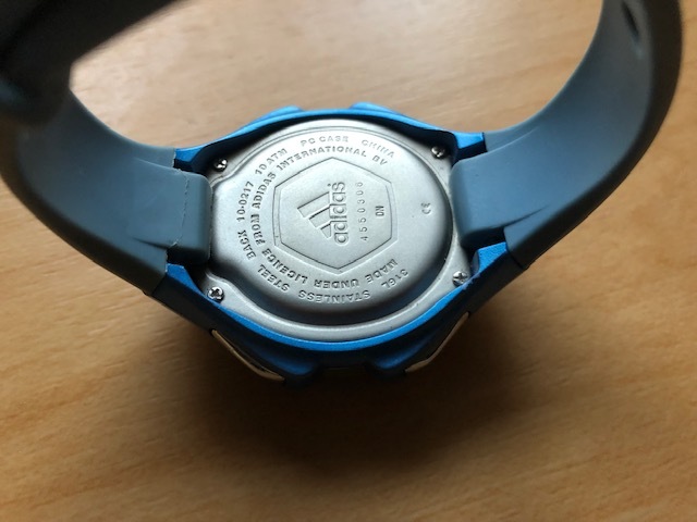 良品レベル レア adidas アディダス デジタル 316L シルバー×ブルー ステンレス×純正ラバーベルト クオーツ ボーイズ 腕時計_画像6