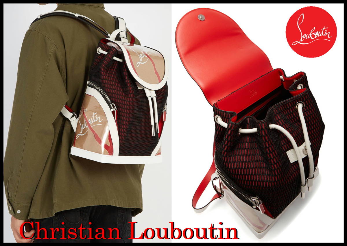 Christian Louboutin backpack regular goods Christian Louboutin rucksack white red black man and woman use studs package beautiful goods sneakers bag 
