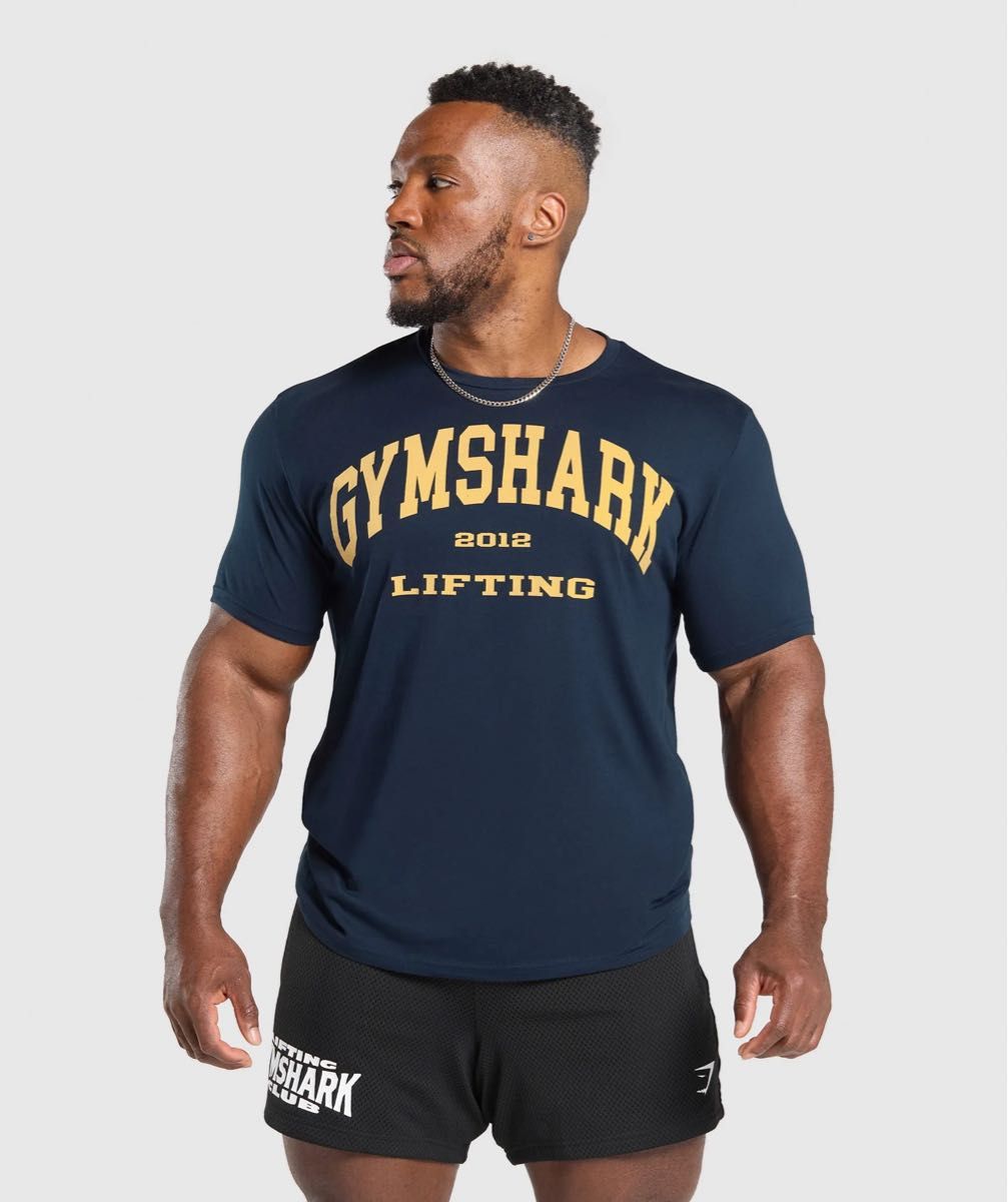 GYMSHARK ジムシャーク リフティング Tシャツ 海外L ネイビー 紺色 / トレーニングウェア ダルクスポーツ