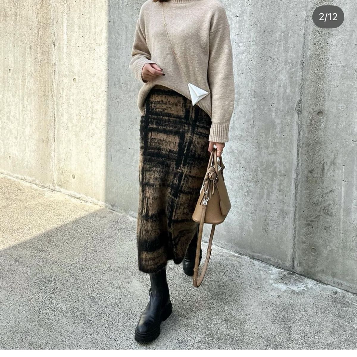 ZARA チェック柄ジャガードニットスカート S 今期 正規品 完売品 ZARA チェック柄ジャガードニットスカート S 今期 正規品 完売品