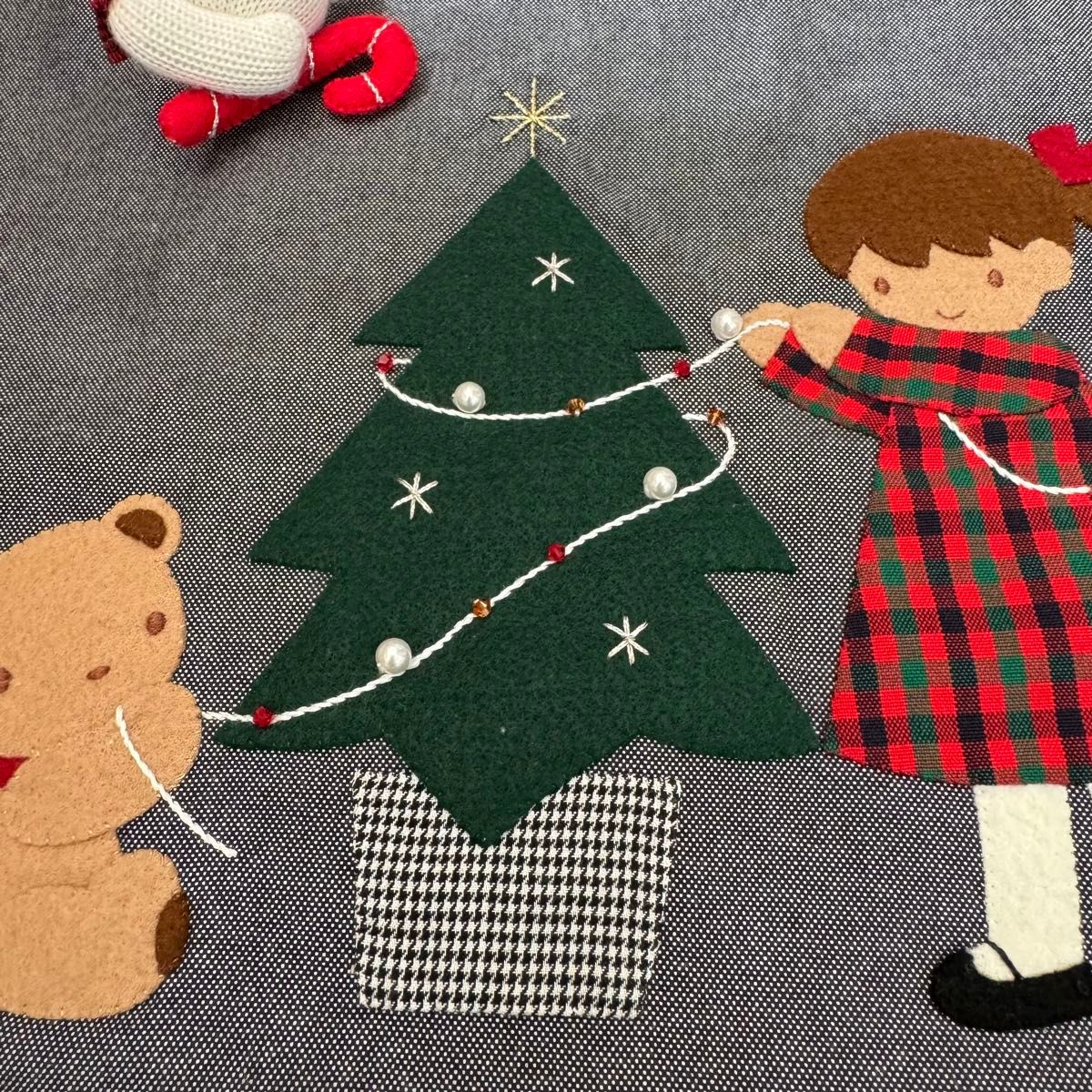 ファミリア クリスマスデザイン トートバッグ(女の子とクマの ファミリア クリスマスデザイン トートバッグ(女の子とクマの