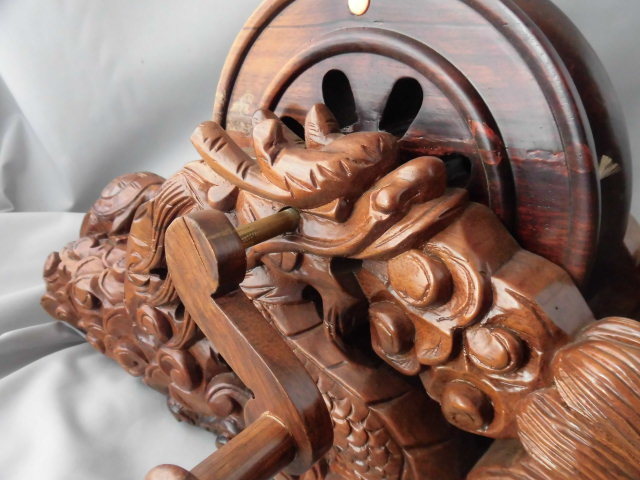 墨壺(すみつぼ) 大型 一刀彫(龍・鶴・亀・鯉 彫刻彫り 墨壺(すみつぼ) 大型 一刀彫(龍・鶴・亀・鯉 彫刻彫り
