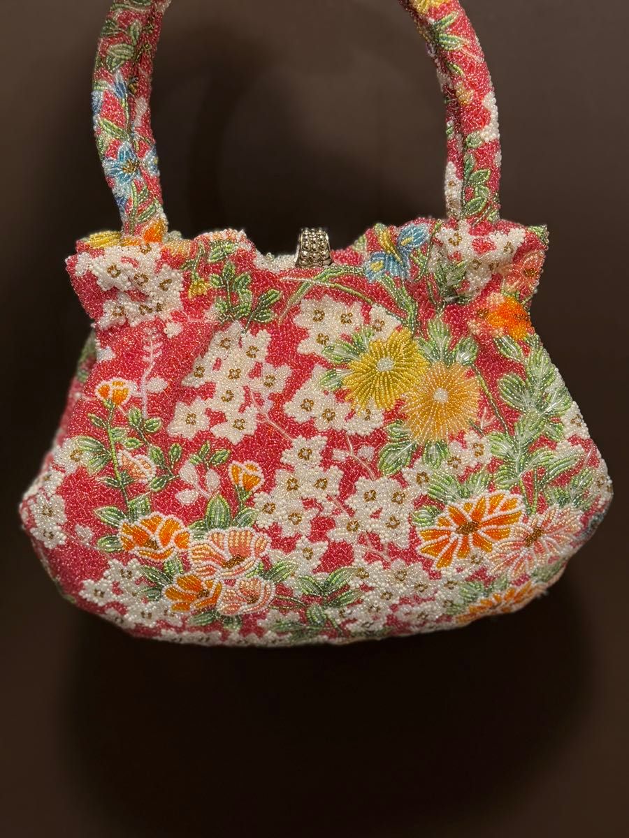 ビーズバッグ 花柄 レトロ ビーズ刺繍 総ビーズバッグ 和装用 ビーズバッグ 花柄 レトロ ビーズ刺繍 総ビーズバッグ 和装用