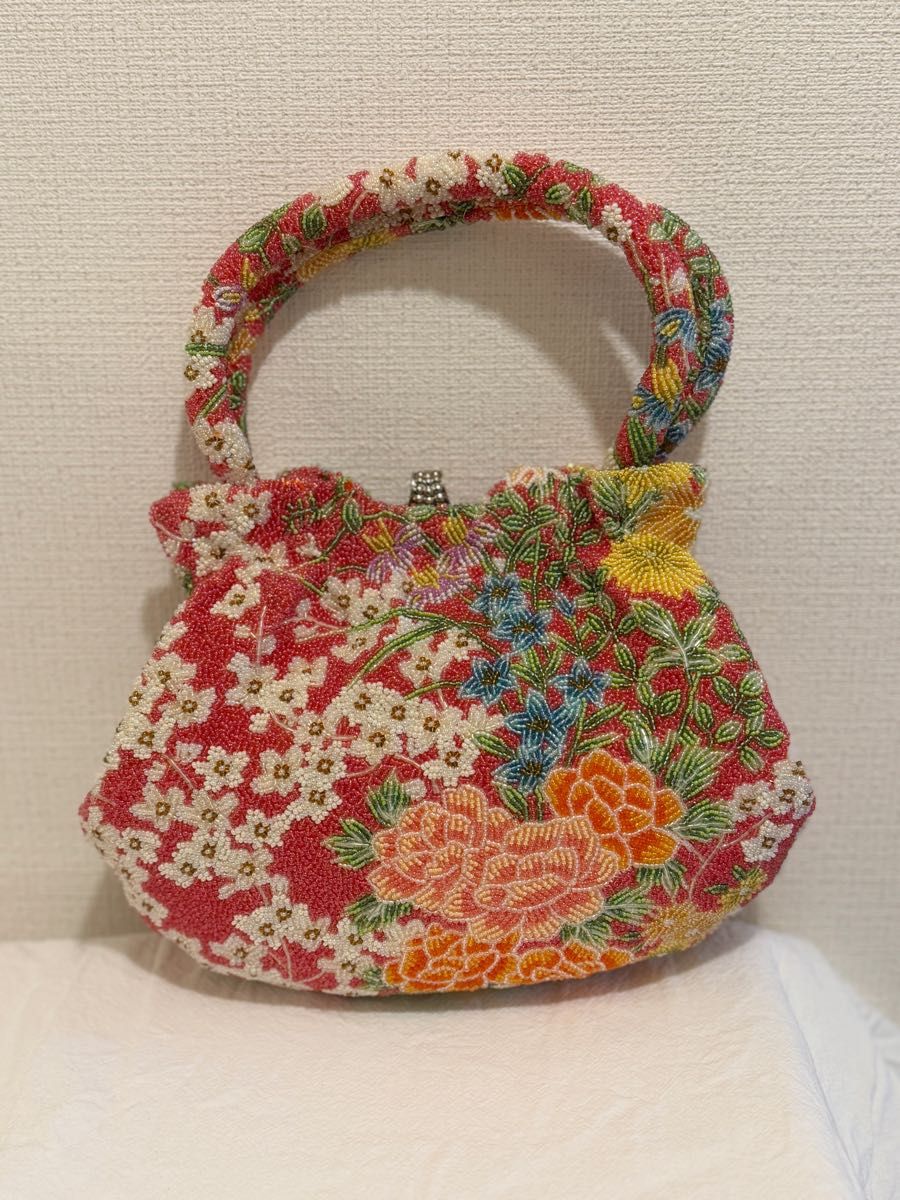 ビーズバッグ 花柄 レトロ ビーズ刺繍 総ビーズバッグ 和装用 ビーズバッグ 花柄 レトロ ビーズ刺繍 総ビーズバッグ 和装用
