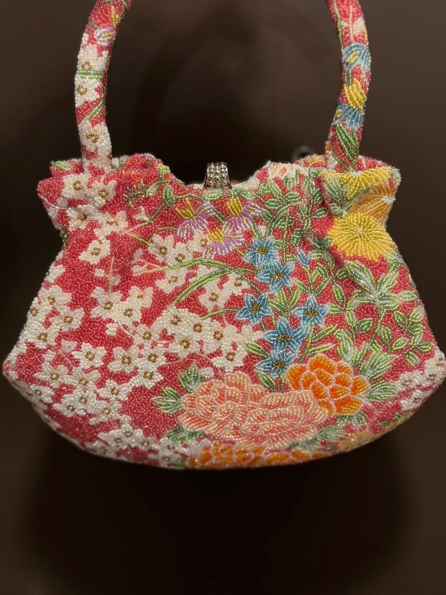 ビーズバッグ 花柄 レトロ ビーズ刺繍 総ビーズバッグ 和装用 ビーズバッグ 花柄 レトロ ビーズ刺繍 総ビーズバッグ 和装用