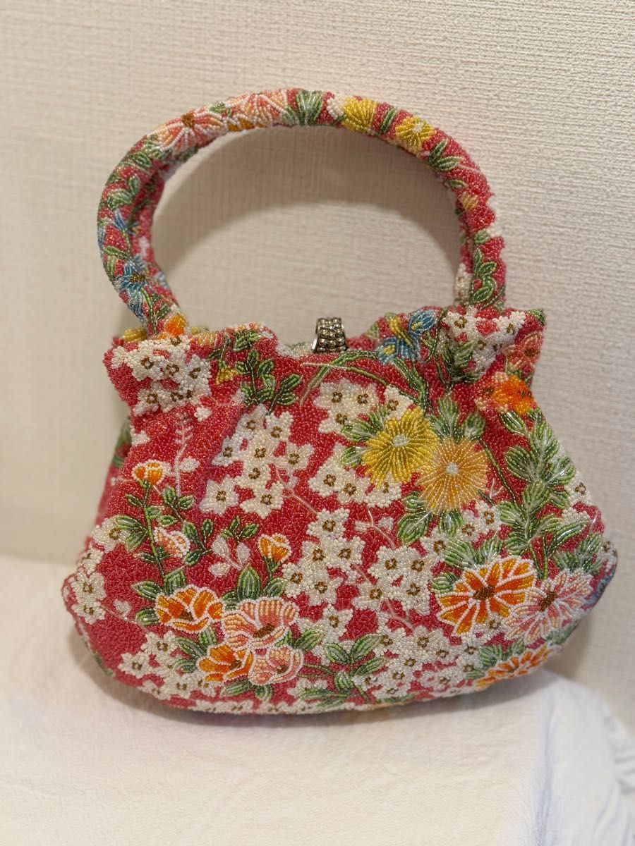 ビーズバッグ 花柄 レトロ ビーズ刺繍 総ビーズバッグ 和装用 ビーズバッグ 花柄 レトロ ビーズ刺繍 総ビーズバッグ 和装用