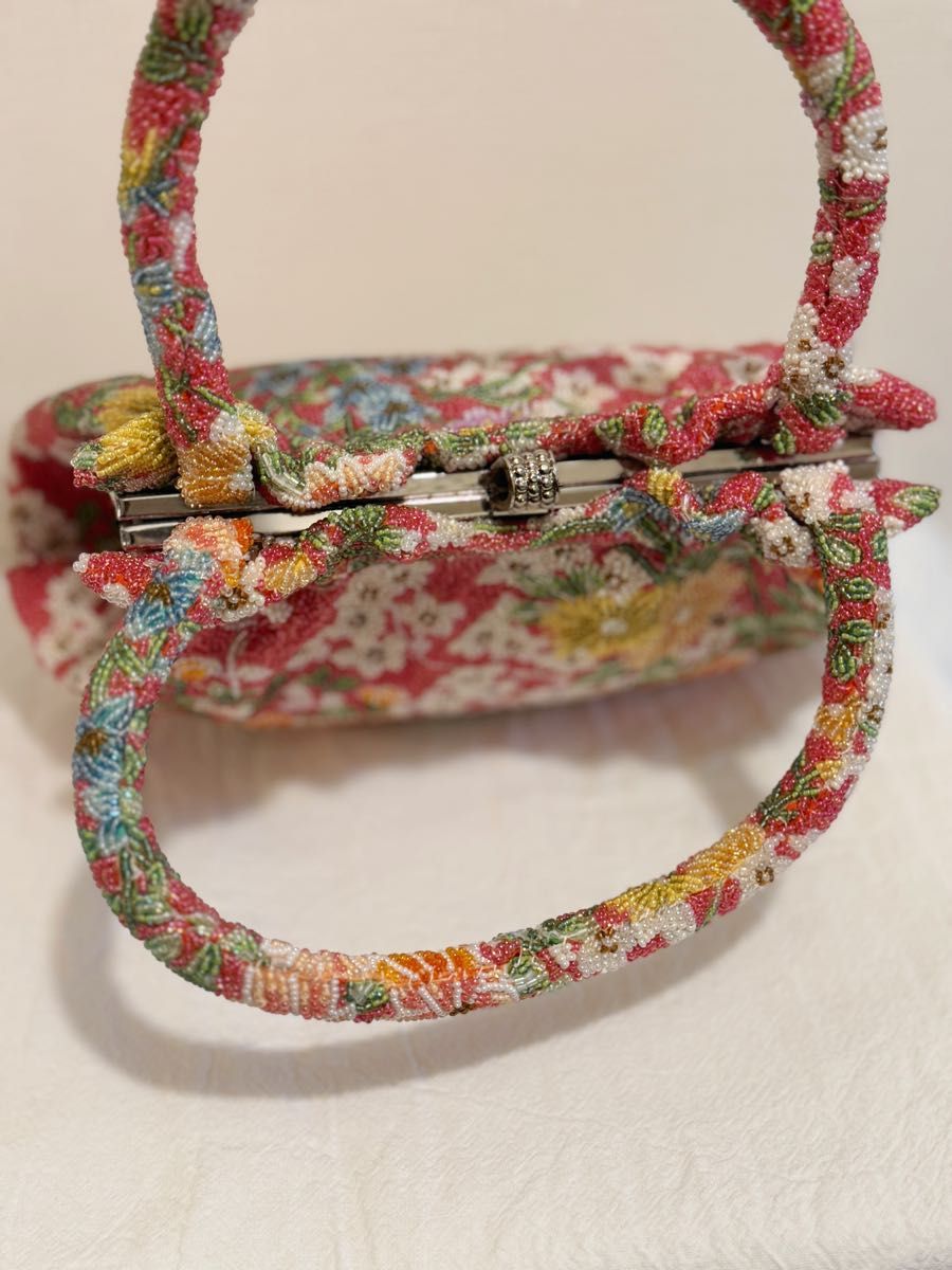ビーズバッグ 花柄 レトロ ビーズ刺繍 総ビーズバッグ 和装用 ビーズバッグ 花柄 レトロ ビーズ刺繍 総ビーズバッグ 和装用