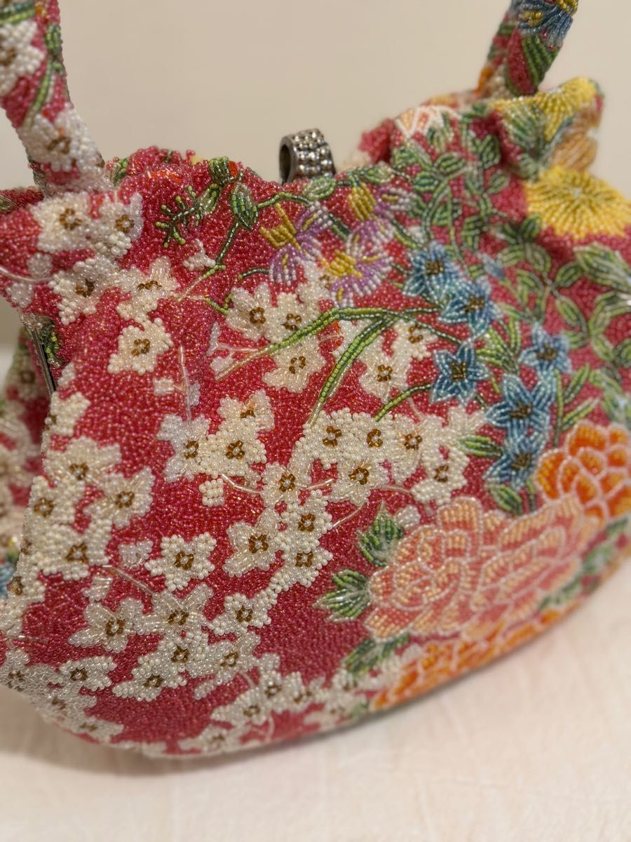 ビーズバッグ 花柄 レトロ ビーズ刺繍 総ビーズバッグ 和装用 ビーズバッグ 花柄 レトロ ビーズ刺繍 総ビーズバッグ 和装用