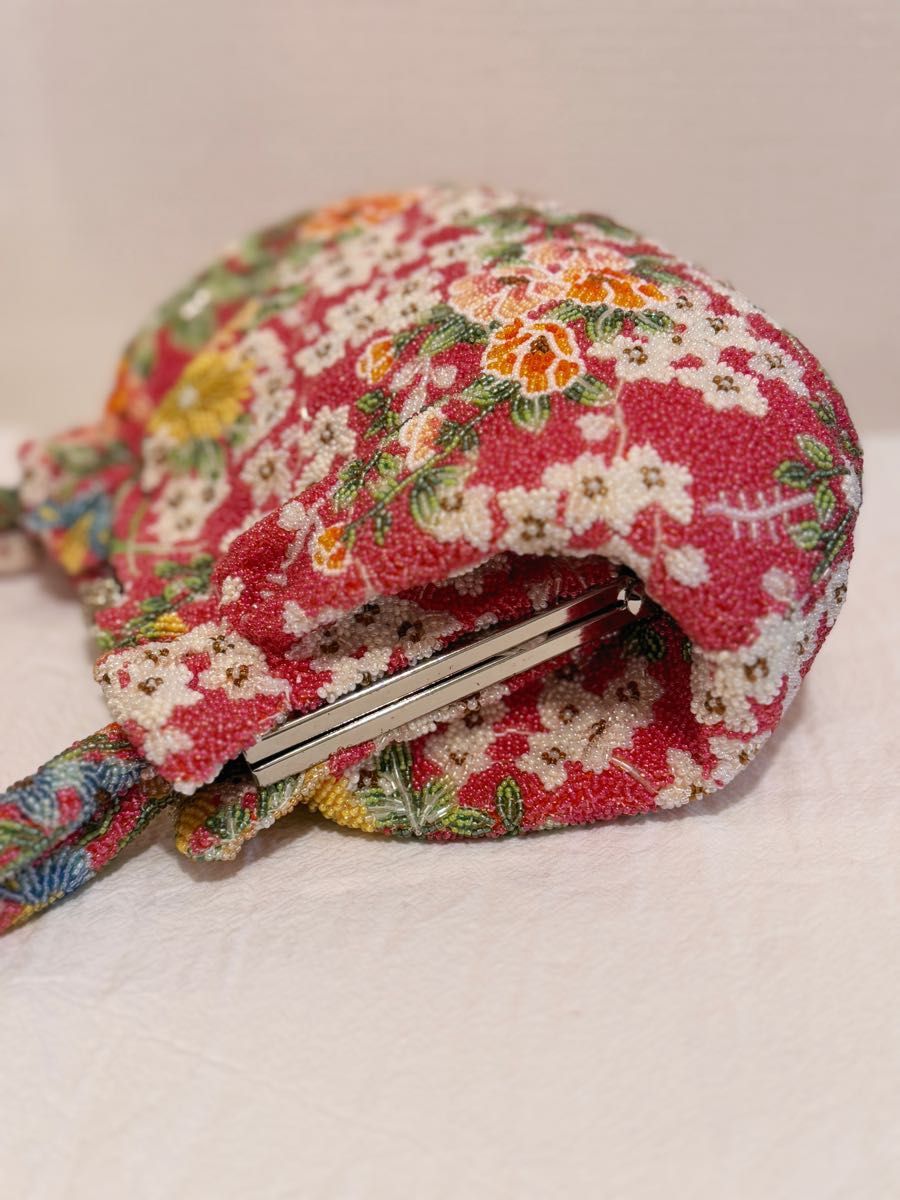 ビーズバッグ 花柄 レトロ ビーズ刺繍 総ビーズバッグ 和装用 ビーズバッグ 花柄 レトロ ビーズ刺繍 総ビーズバッグ 和装用