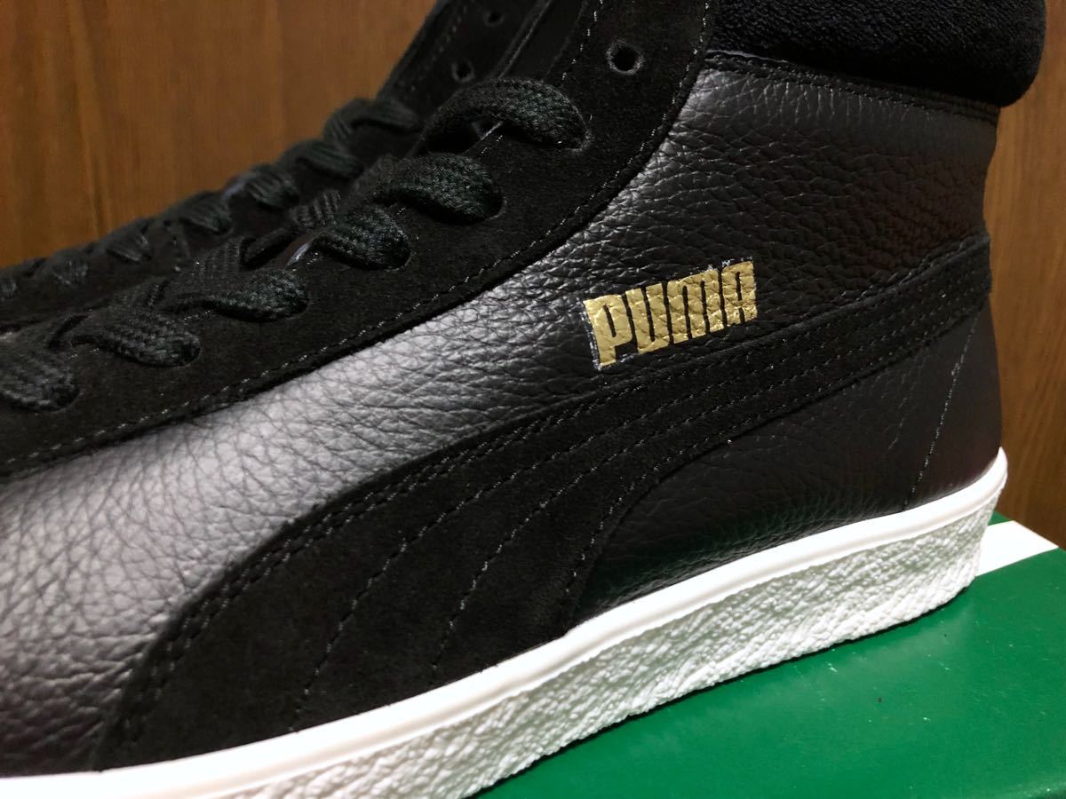 19年製 PUMA BASKET 68 MID プーマ バスケット ミッド MADE IN ROMANIA ルーマニア製【369890-02】BLACK LEATHER ブラック レザー 黒 US8.5_画像4