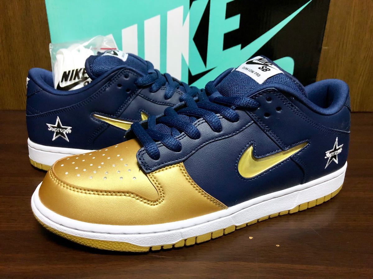 新発売】 OG LOW DUNK SB NIKE 19年製 QS US9 金×紺 ネイビー ゴールド