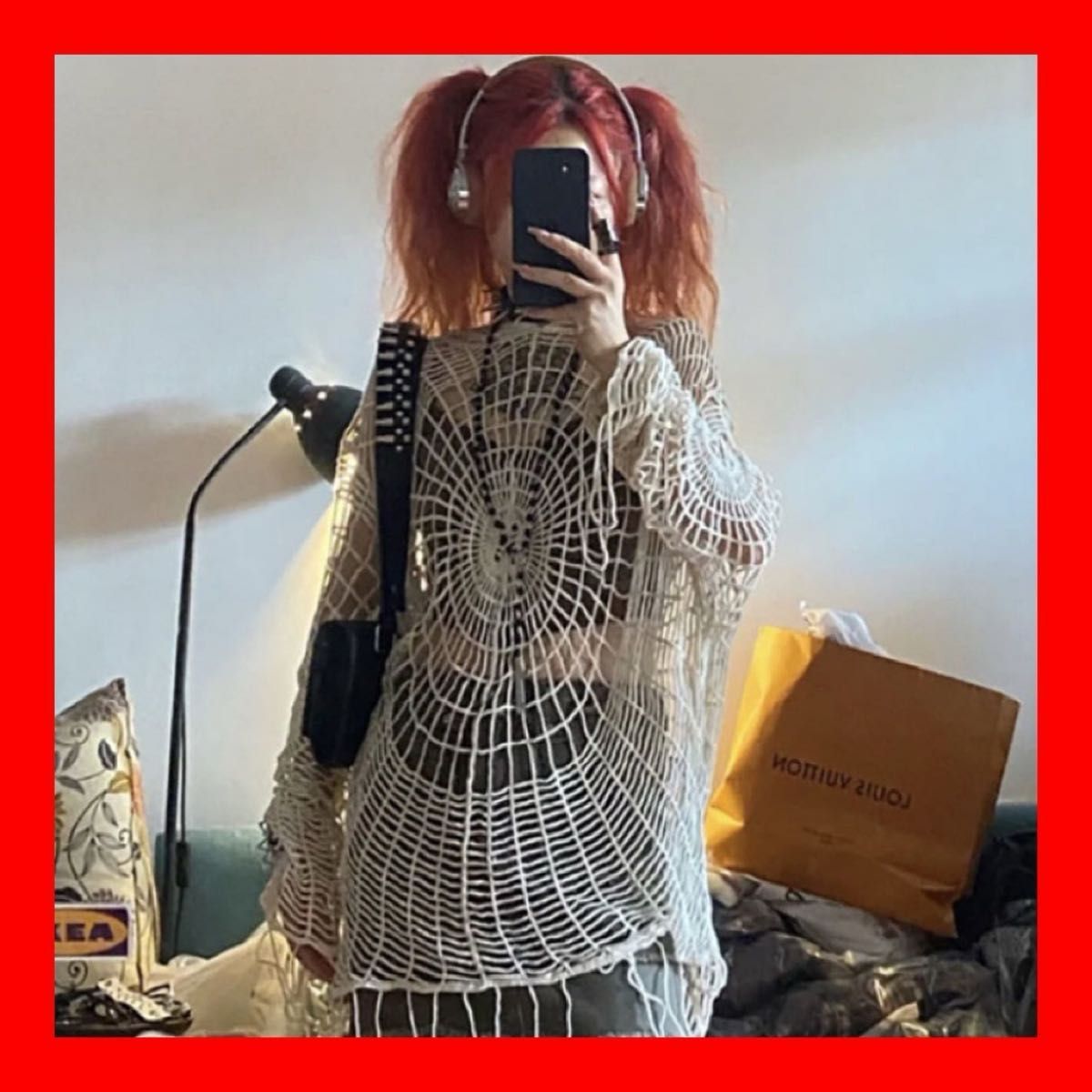 蜘蛛 メッシュニット パーカー unknown スパイダー 蜘蛛の巣 服 蜘蛛 メッシュニット パーカー unknown スパイダー 蜘蛛の巣 服