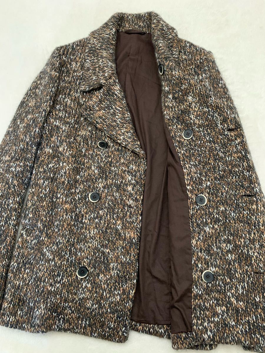 BARENA Italy made knitted coat size48 pea coat pea coat men's Nepenthes service ba Rena double Brown Mix 