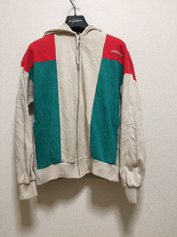 80's adidas ヨーロッパヴィンテージ アディダス トラックジャケット ジップアップパーカー レトロジャージ VENTEX 46 フランス製_画像1