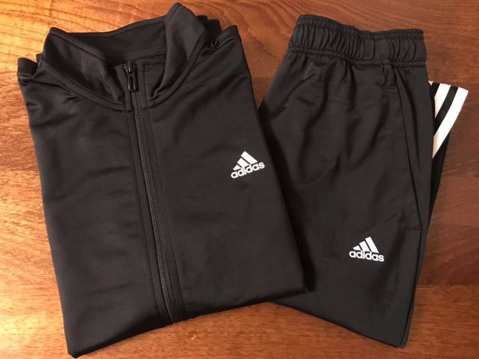  tag equipped * adidas Adidas Junior jersey top and bottom set black 150.* child Parker trousers pants Logo 