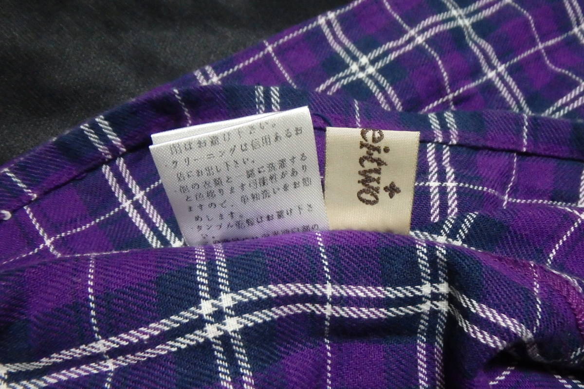 古着■■enu.kei,two■■レディース　半袖シャツ　ブラウス　パープル　紫　チェック　綿100%（M）_画像9