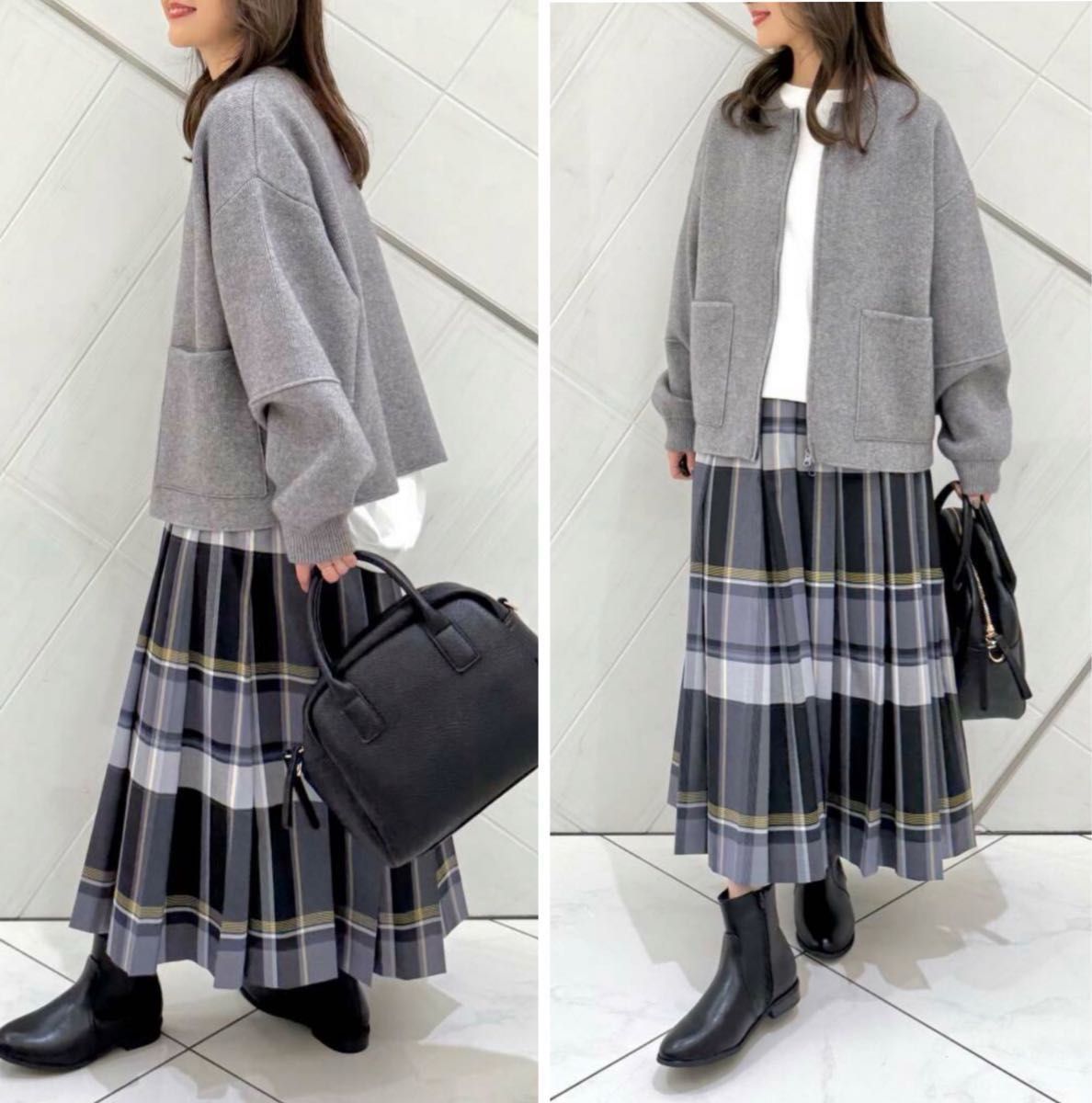 URBAN RESEARCH DOORS ニットZIPブルゾン 杢GRAY《未使用品