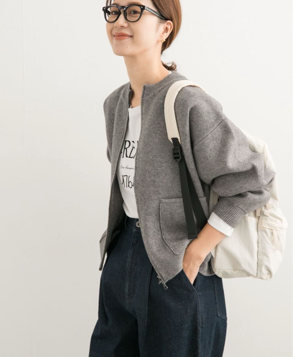 URBAN RESEARCH DOORS ニットZIPブルゾン 杢GRAY《未使用品