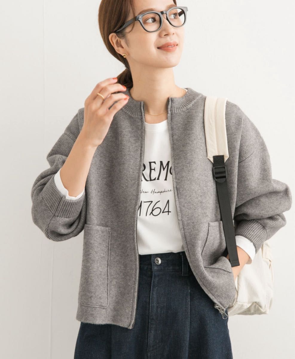 URBAN RESEARCH DOORS ニットZIPブルゾン 杢GRAY《未使用品